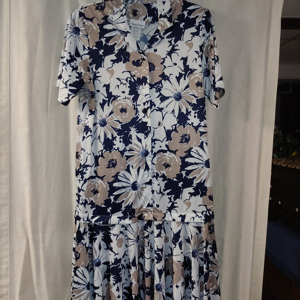 Carriage Court Print Dress Vintage Size 14